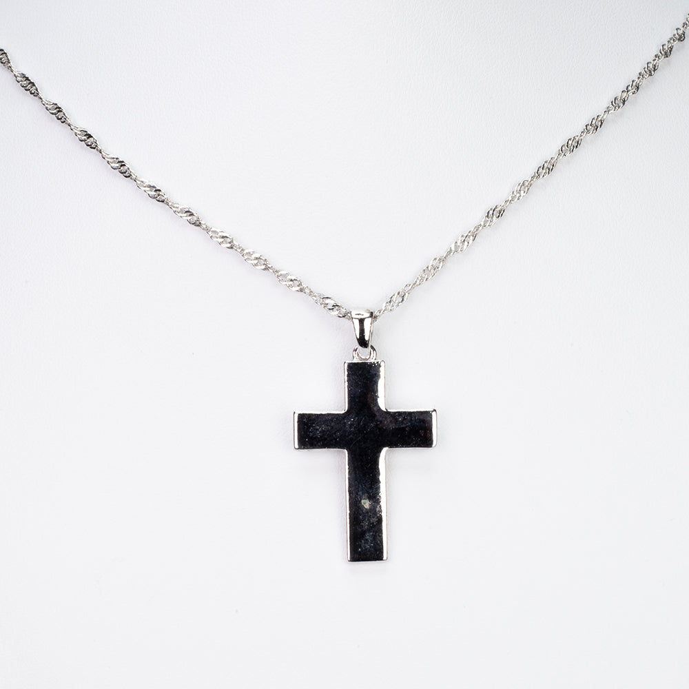 Cruz Collar de Aleación Bañado en Oro Blanco