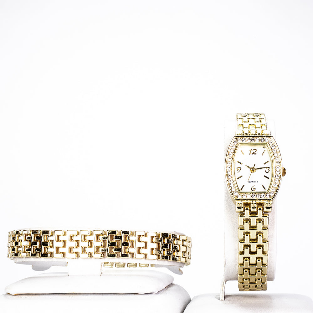 Conjunto de Aleación Bañado en Oro con Cristal Emporia® Blanco ( Pulsera )