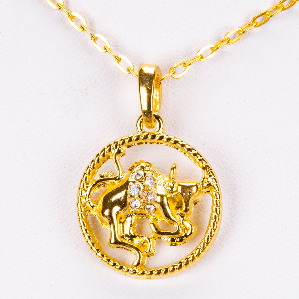 Tauro Collar de Aleación Bañado en Oro con Cristal Emporia® Blanco ( Collar +Colgante )