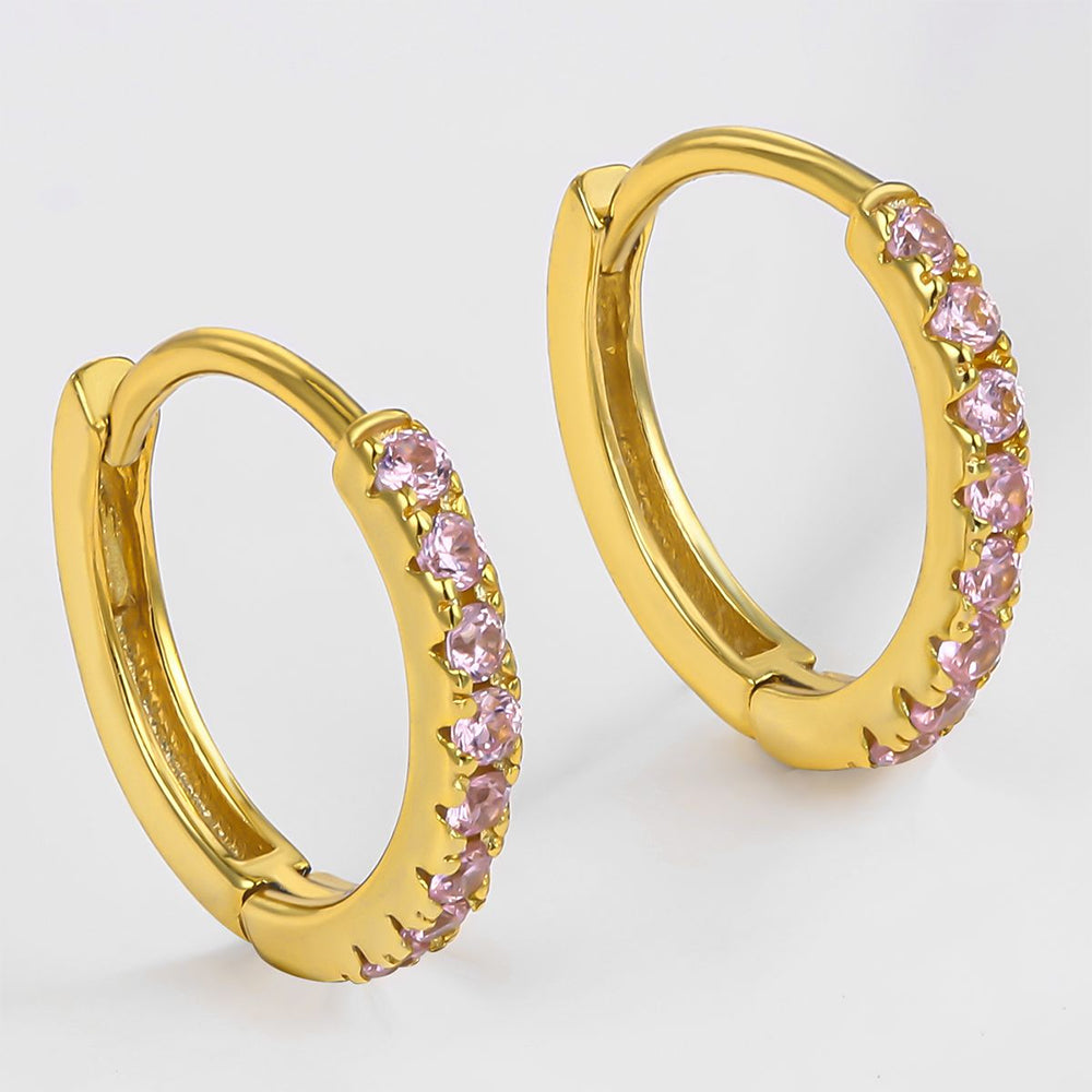 Pendientes de Aleación Bañado en Oro con Cristal Emporia® Rosa