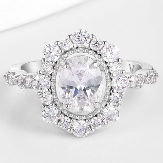 Anillo de Aleación Bañado en Oro con Cristal Emporia® Blanco