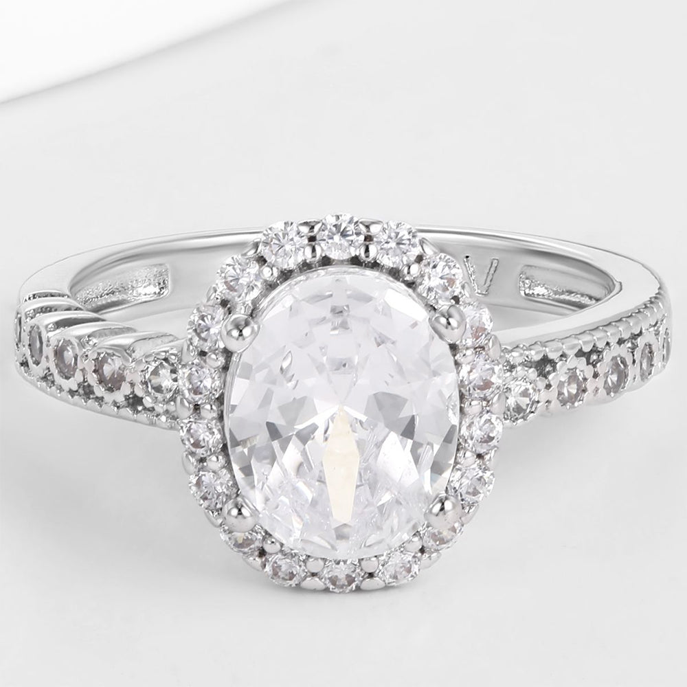 Anillo de Aleación Bañado en Oro con Cristal Emporia® Blanco