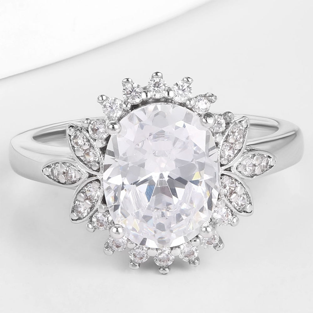 Anillo de Aleación Bañado en Oro con Cristal Emporia® Blanco