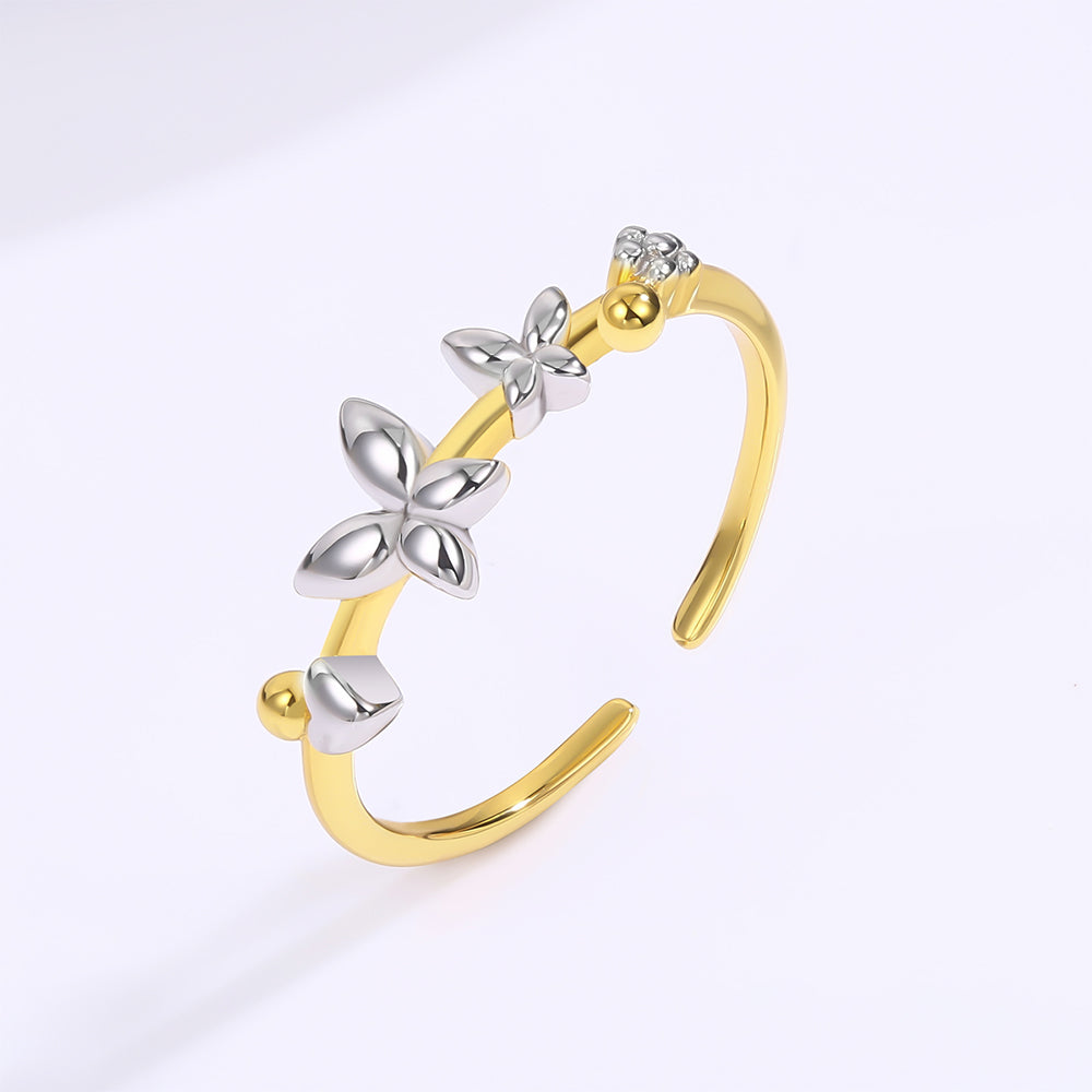 Anillo de Aleación Bañado en Oro con Cristal Emporia® Blanco