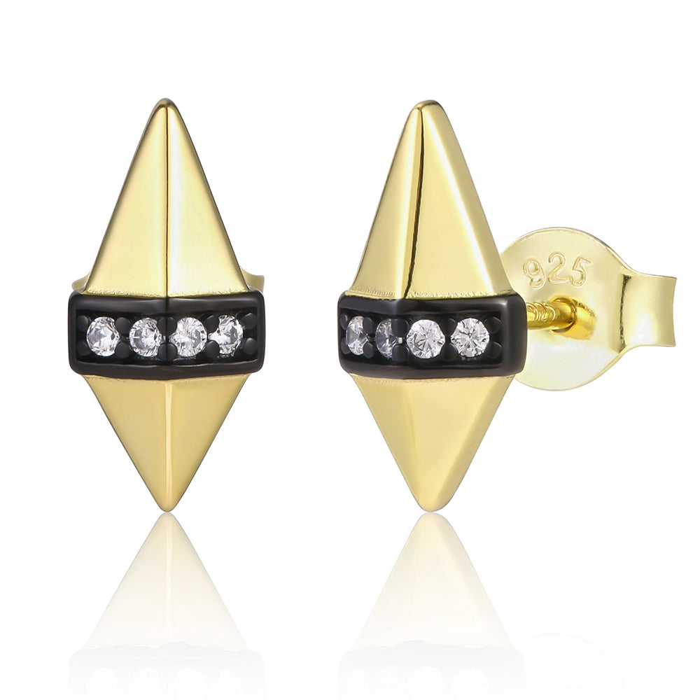 Pendientes de Aleación Bañado en Oro con Cristal Emporia® Blanco y Esmalte