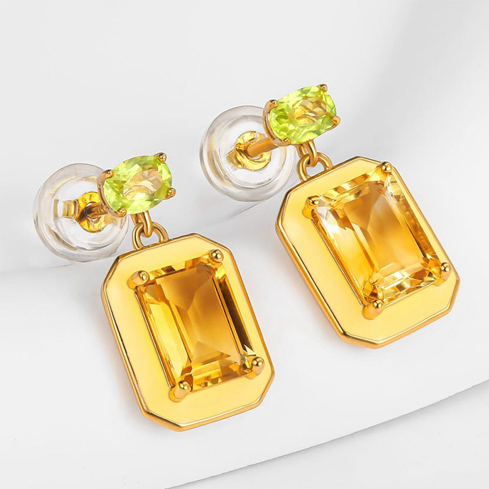 Pendientes de Aleación Bañado en Oro con Cristal Emporia® Amarillo y Cristal Emporia® Verde