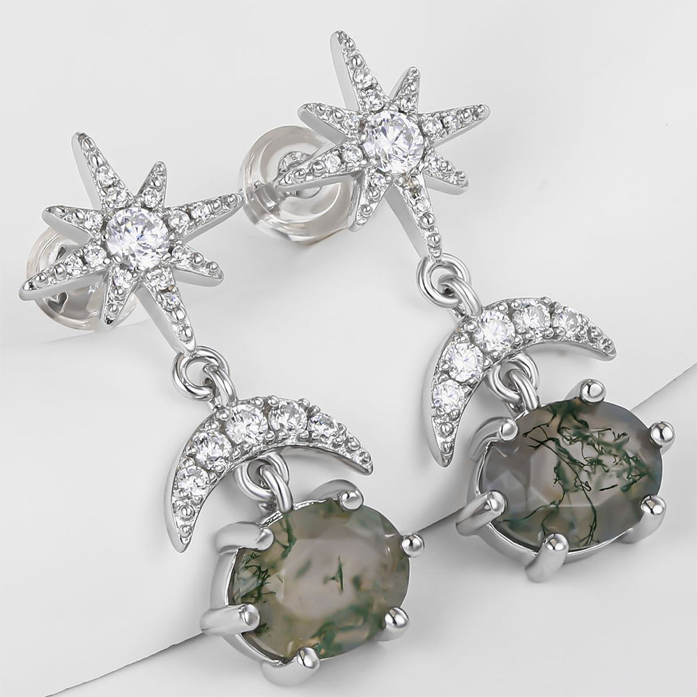 Pendientes de Aleación Bañado en Oro con Cristal Emporia® Verde y Cristal Emporia® Blanco