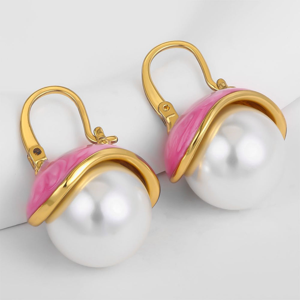 Pendientes de Aleación Bañado en Oro con Esmalte