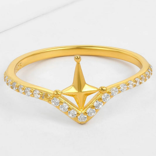 Anillo de Aleación Bañado en Oro con Cristal Emporia® Blanco