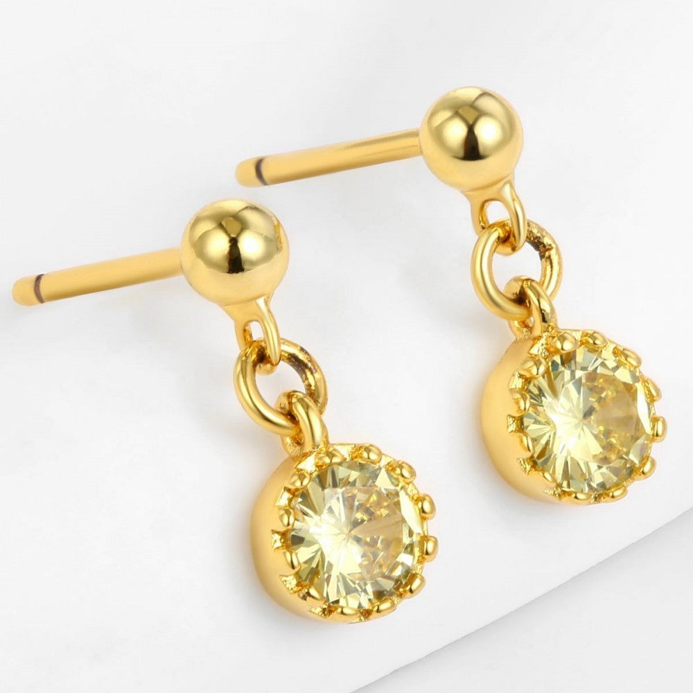 Pendientes de Aleación Bañado en Oro con Cristal Emporia® Blanco