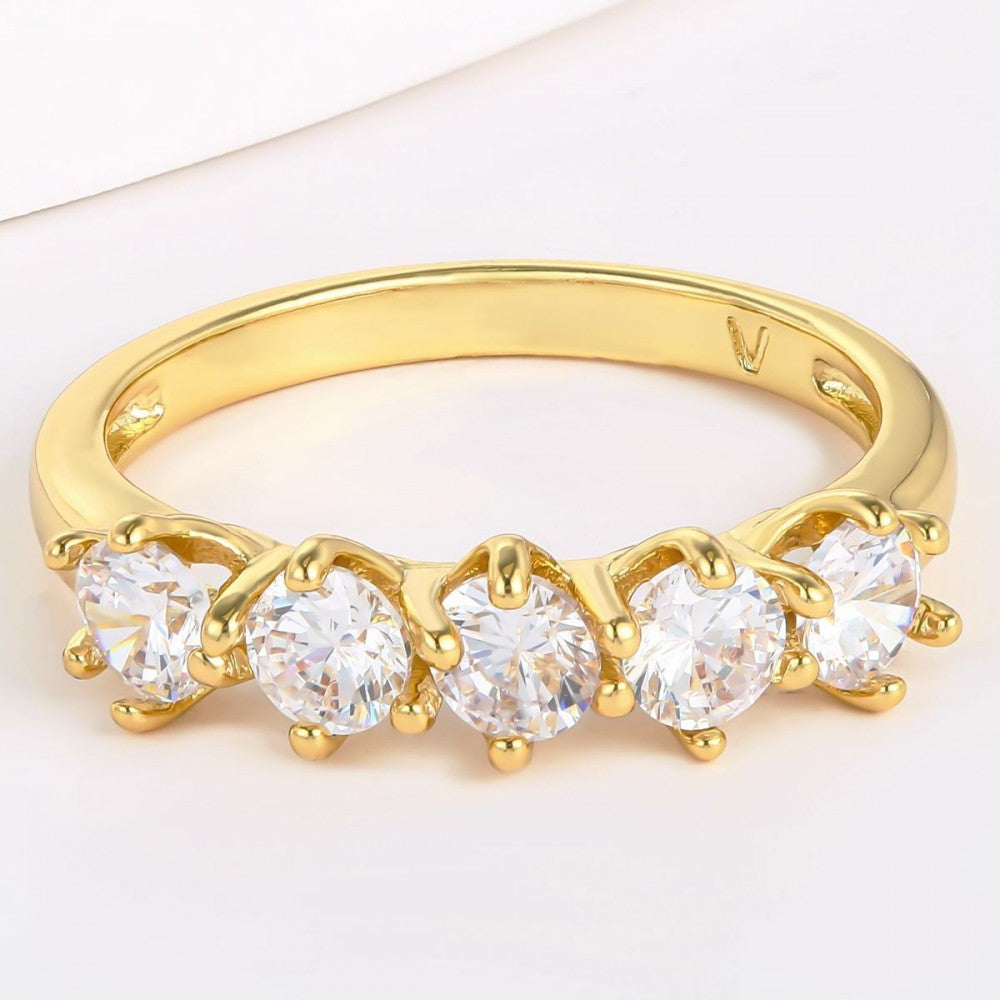 Anillo de Aleación Bañado en Oro con Cristal Emporia® Blanco