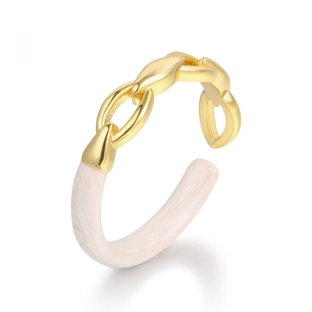 Anillo de Aleación Bañado en Oro con Cristal Emporia® Blanco