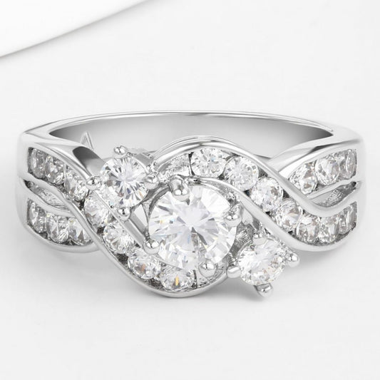 Anillo de Aleación Bañado en Oro con Cristal Emporia® Blanco