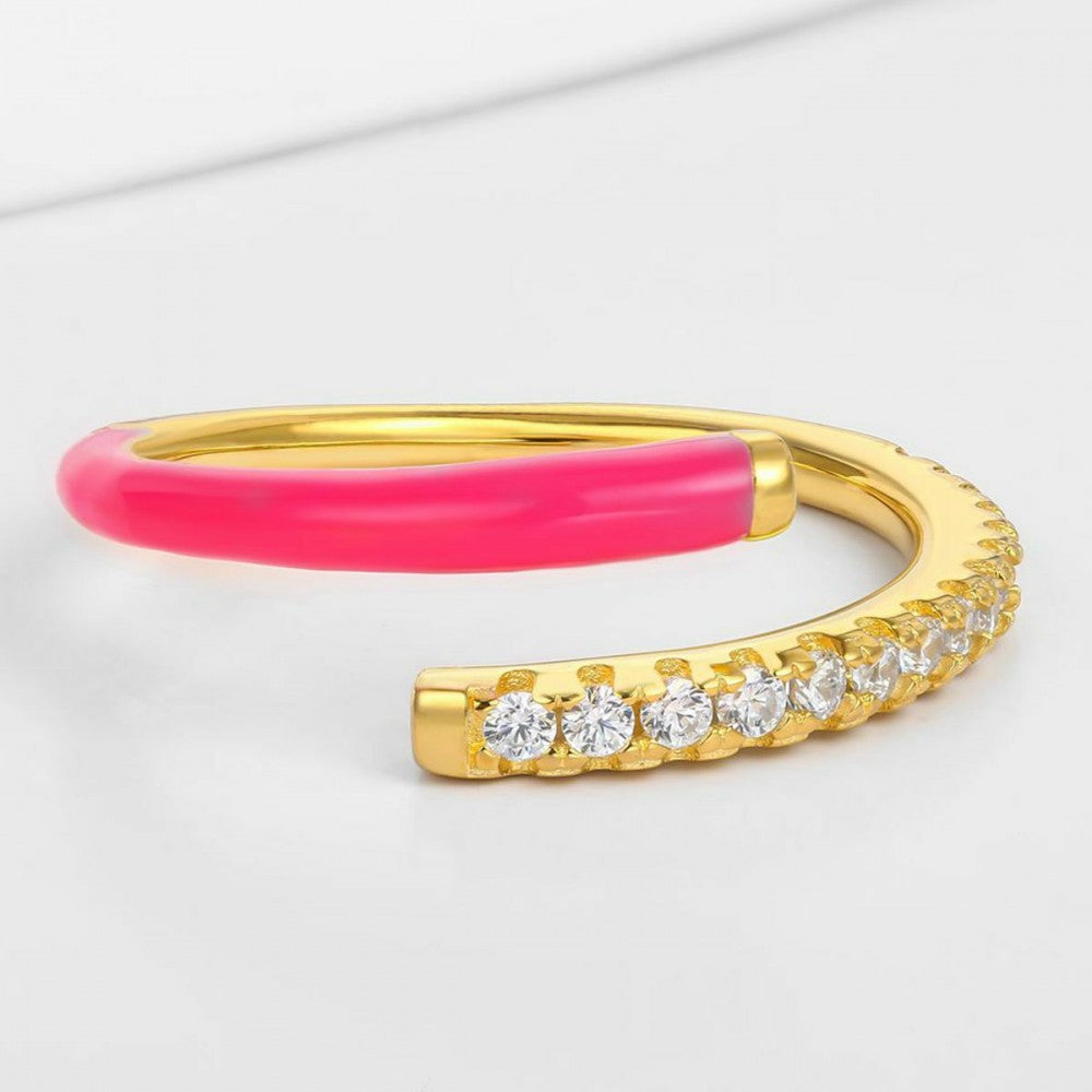 Anillo de Aleación Bañado en Oro con Cristal Emporia® Blanco