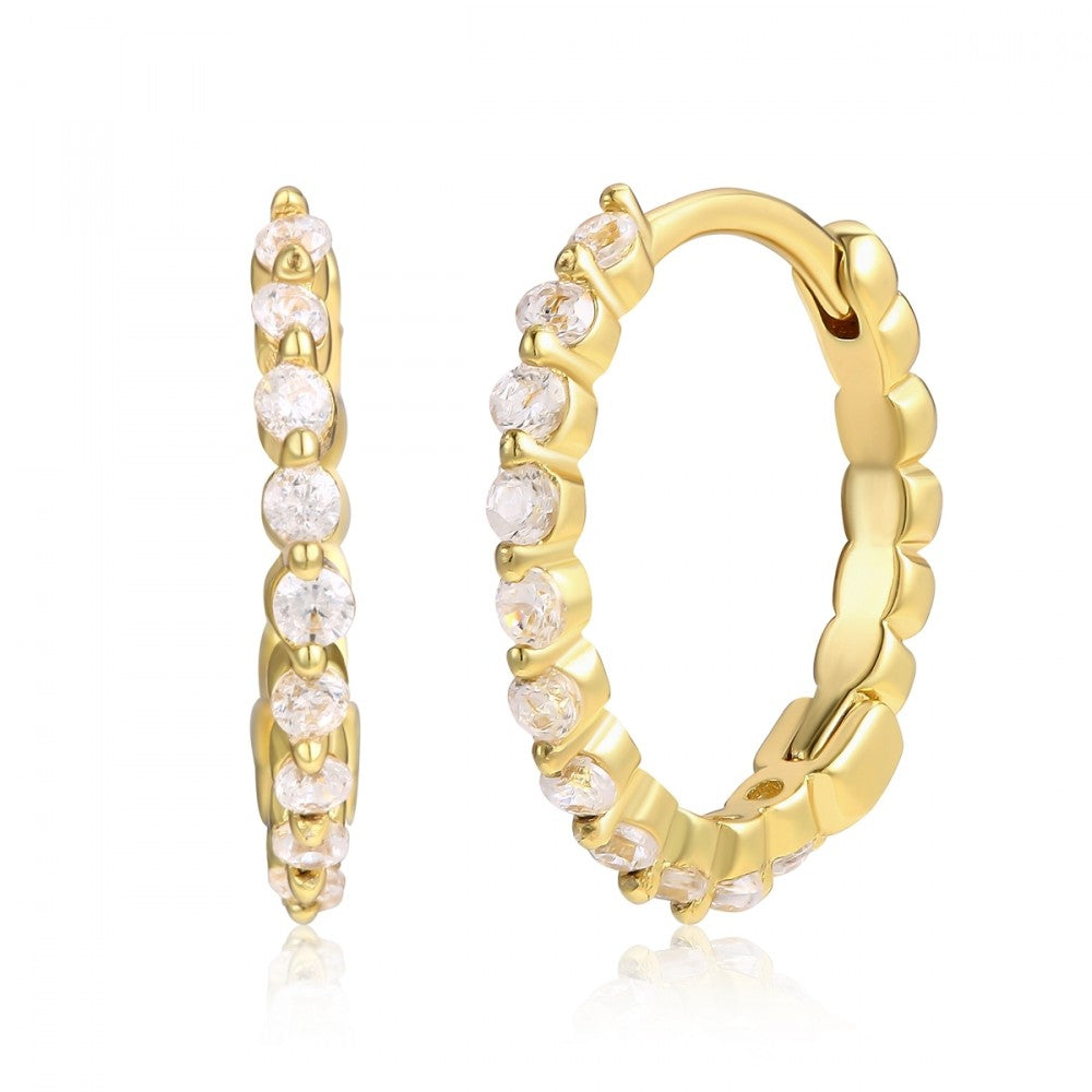Pendientes de Aleación Bañado en Oro con Cristal Emporia® Blanco