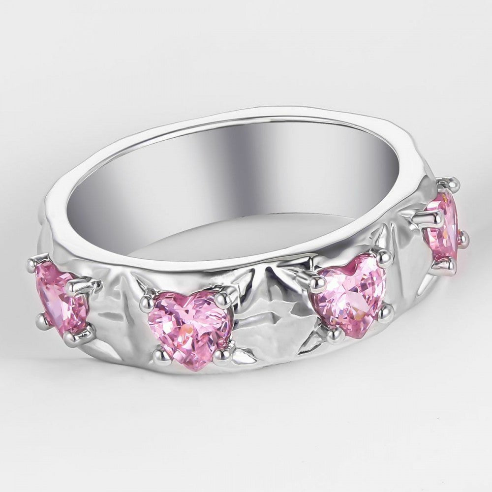 Anillo de Aleación Bañado en Oro con Cristal Emporia® Rosa