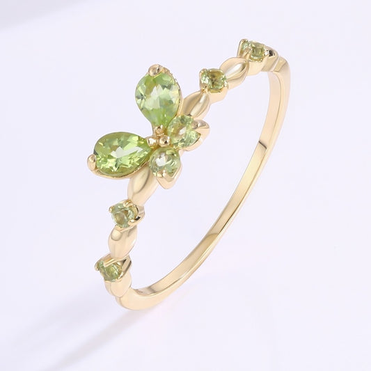 Anillo de Aleación Bañado en Oro con Cristal Emporia® Verde