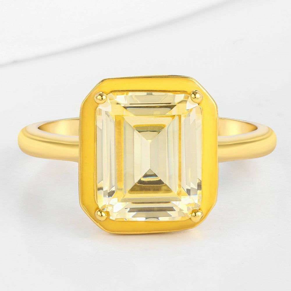 Anillo de Aleación Bañado en Oro con Cristal Emporia® Blanco