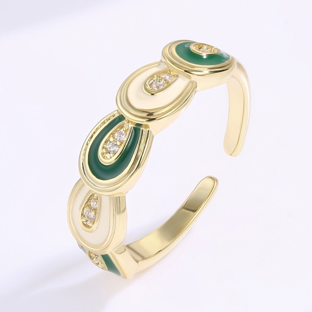 Anillo de Aleación Bañado en Oro con Cristal Emporia® Blanco