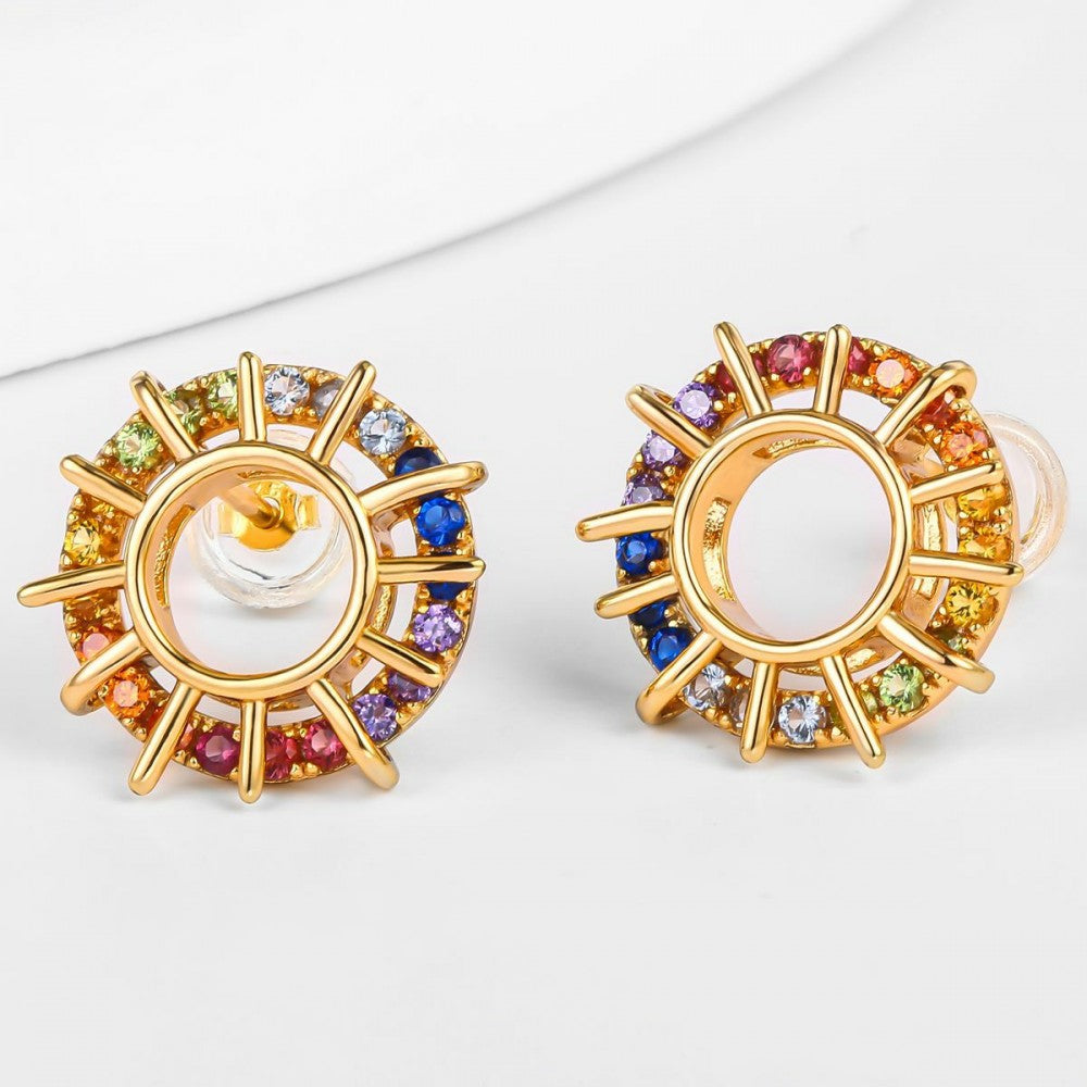 Pendientes de Aleación Bañado en Oro con Cristal Emporia® Azul