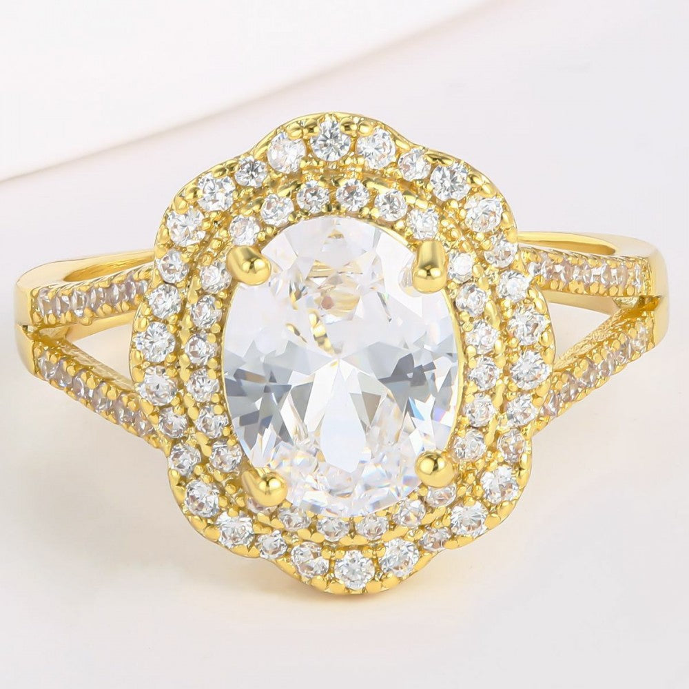 Anillo de Aleación Bañado en Oro con Cristal Emporia® Blanco