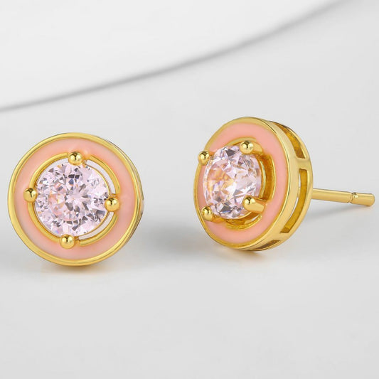 Pendientes de Aleación Bañado en Oro con Cristal Emporia® Blanco