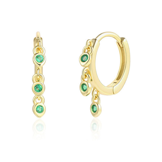 Pendientes de Aleación Bañado en Oro con Cristal Emporia® Verde