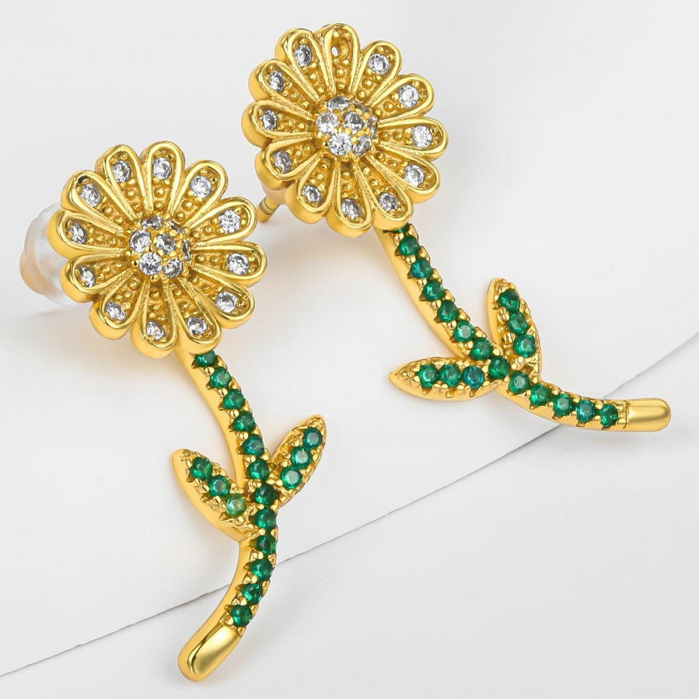 Pendientes de Aleación Bañado en Oro con Cristal Emporia® Verde