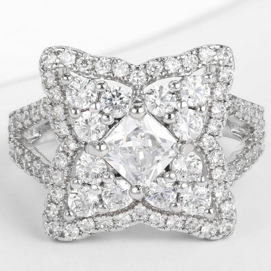 Anillo de Aleación Bañado en Oro con Cristal Emporia® Blanco