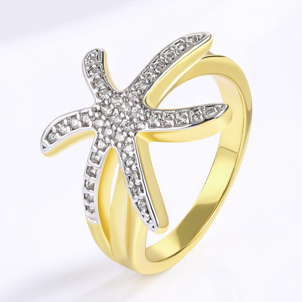 Anillo de Aleación Bañado en Oro con Cristal Emporia® Blanco