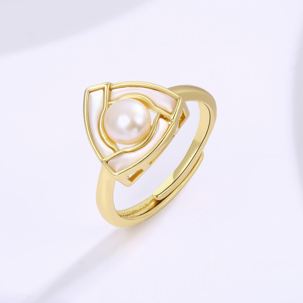 Anillo de Aleación Bañado en Oro con Cristal Emporia® Blanco