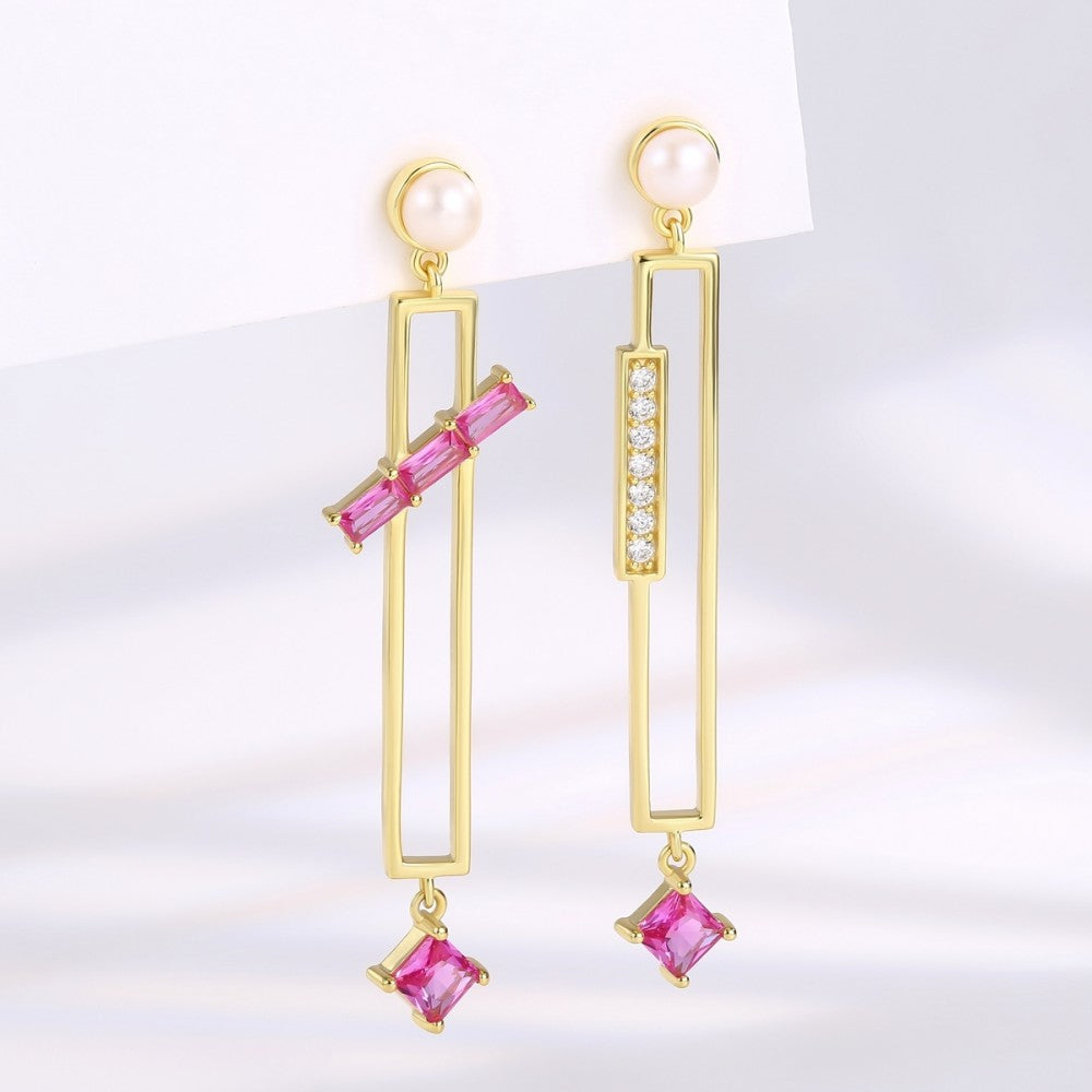 Pendientes de Aleación Bañado en Oro con Cristal Emporia® Rosa