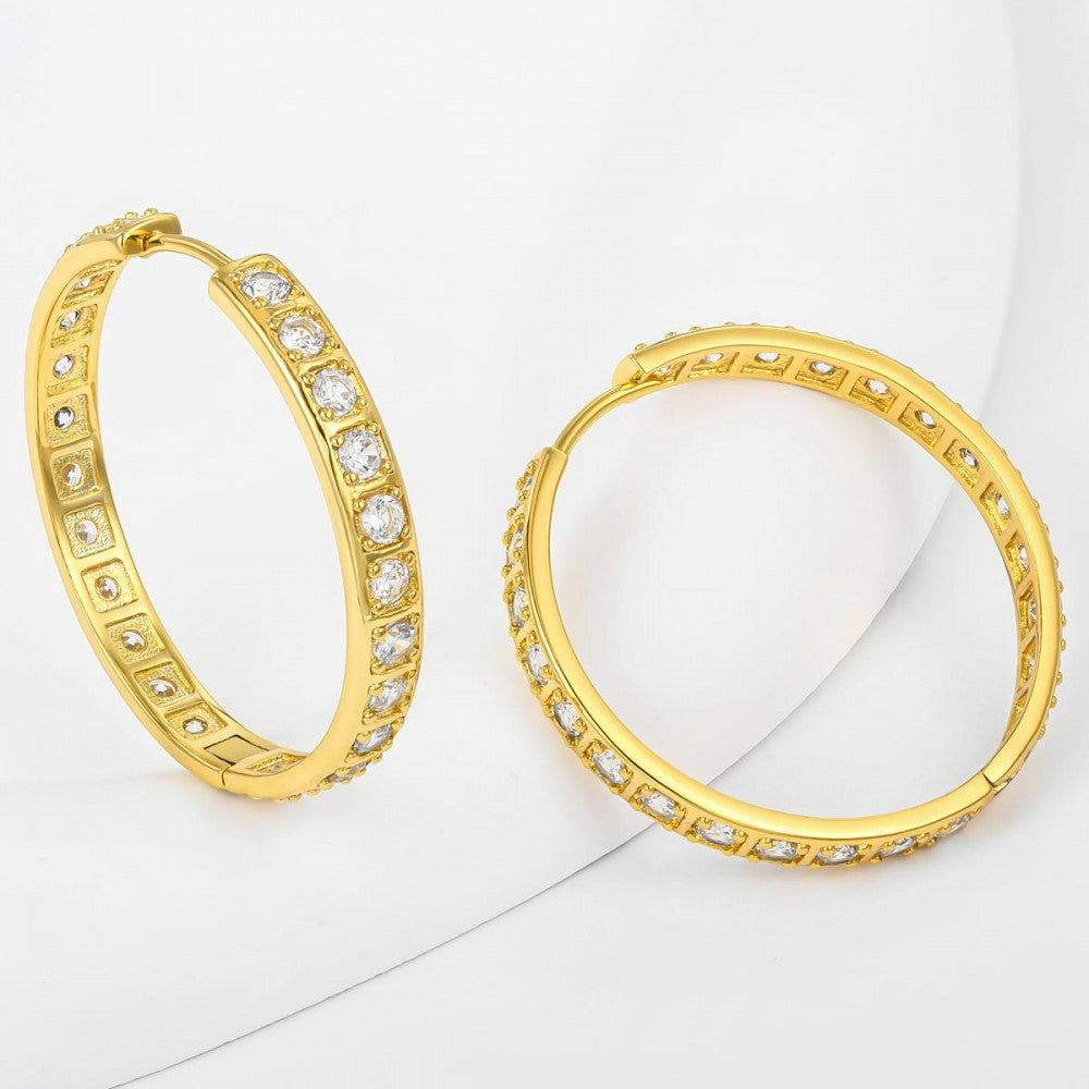Pendientes de Aleación Bañado en Oro con Cristal Emporia® Blanco