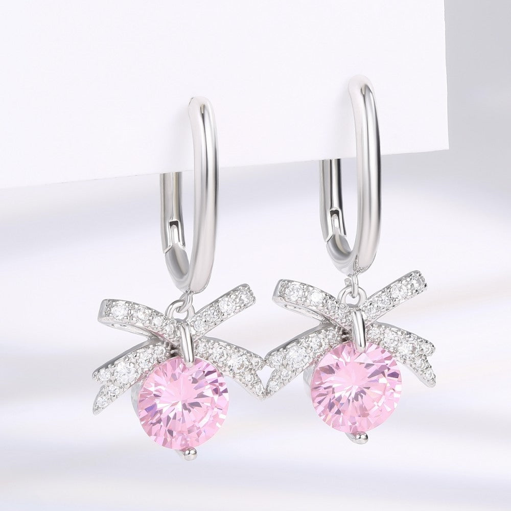 Pendientes de Aleación Bañado en Oro con Cristal Emporia® Rosa