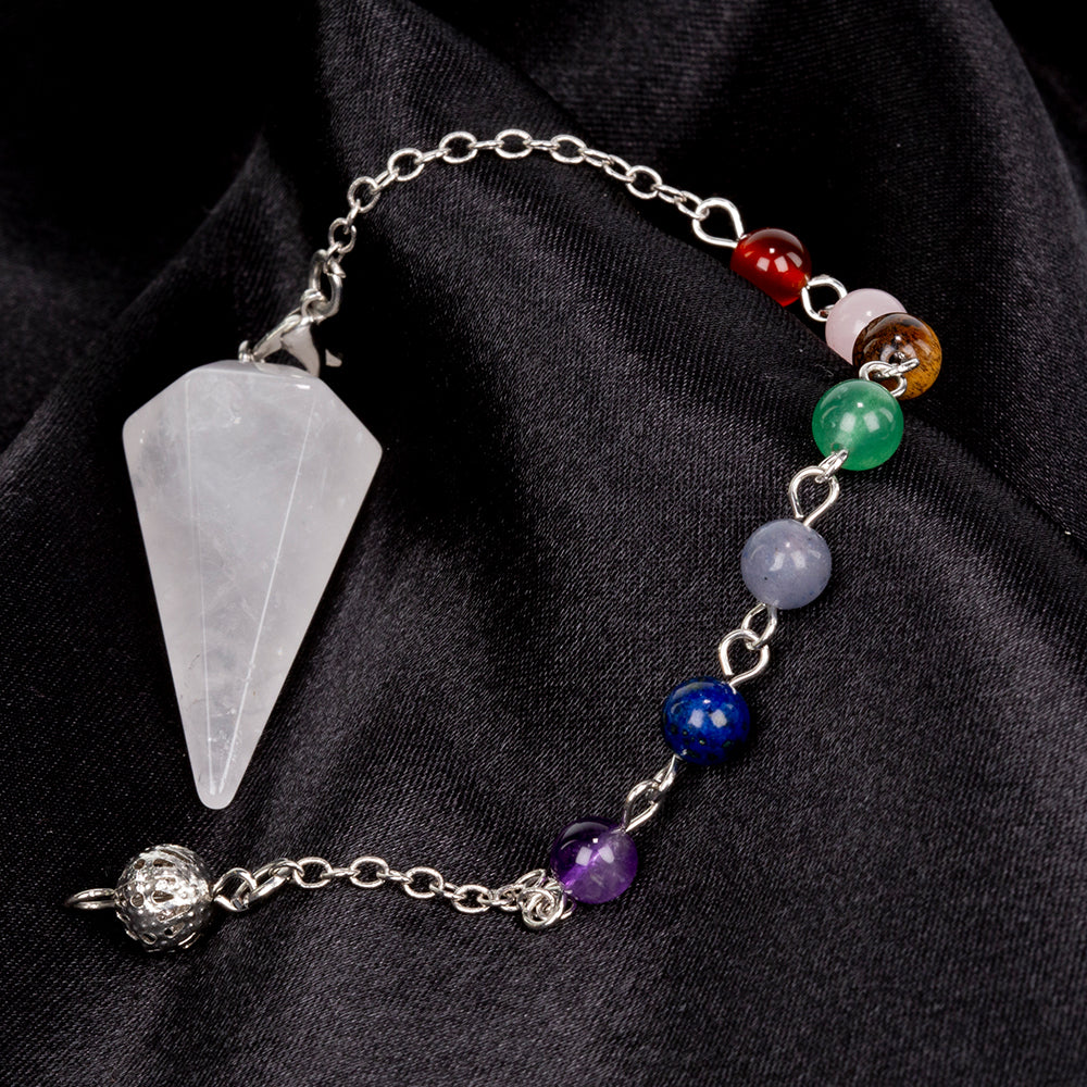 Péndulo con gemas con Cuarzo Claro y Amatista