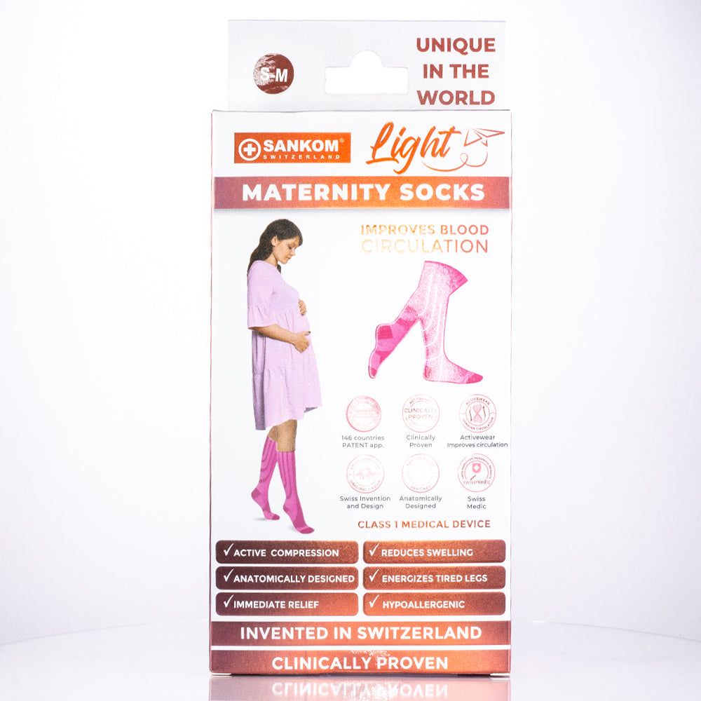 SANKOM PATENT MATERNITY LIGHT SOCKS PINK COLOR, ANTIBACTERIAL (with outerpackages); L/XL (42-47)