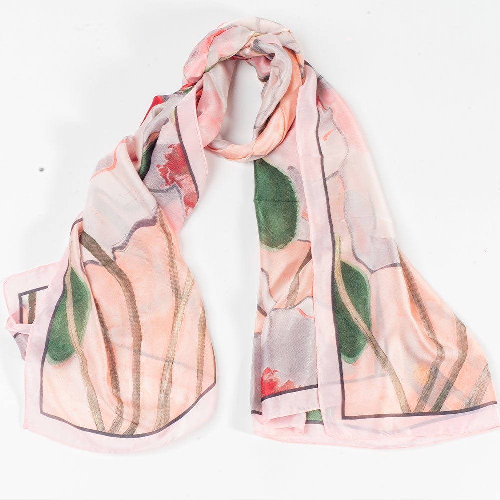 Bufanda jardín lúcido, 85 x 180 cms, 100% seda vegana