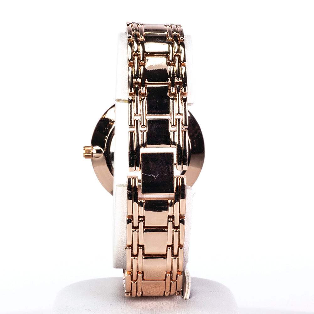 Reloj de mujer Excellanc en color oro rosa con pulsera de metal y esfera en negro
