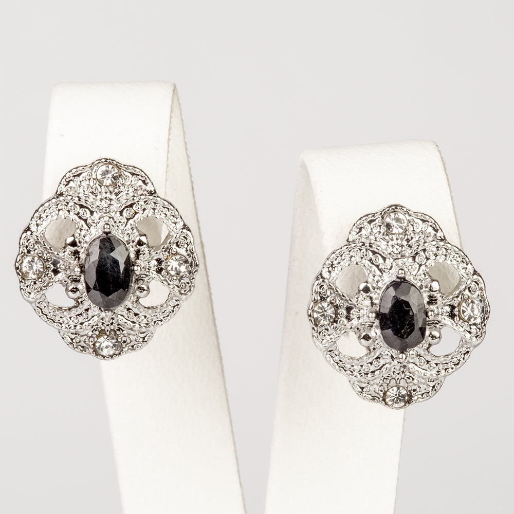 Conjunto de Aleación Bañado en Oro con Zafiro y Cristal Emporia® Blanco ( Collar +Pendientes +Colgante )