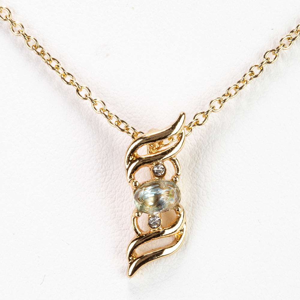 Collar de Aleación Bañado en Oro con Aguamarina y Cristal Emporia® Blanco ( Collar +Colgante )