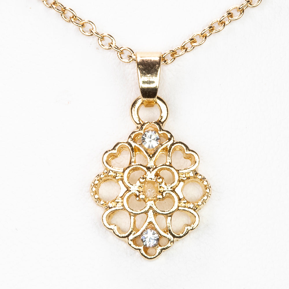 Collar de Aleación Bañado en Oro con Diamante blanco y Cristal Emporia® Blanco ( Collar +Colgante )