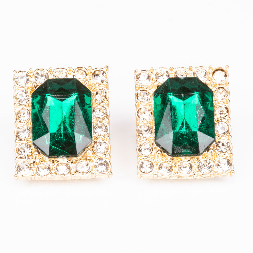 Reloj de Aleación Bañado en Oro con Cristal Emporia® Verde y Cristal Emporia® Blanco ( Collar +Pendientes +Colgante )