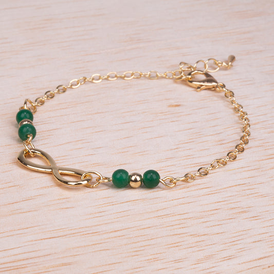 Pulsera de Aleación Bañado en Oro con Esmeralda