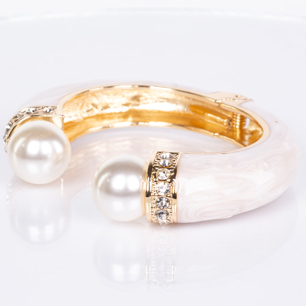 Pulsera de Aleación Bañado en Oro con Cristal Emporia® Blanco