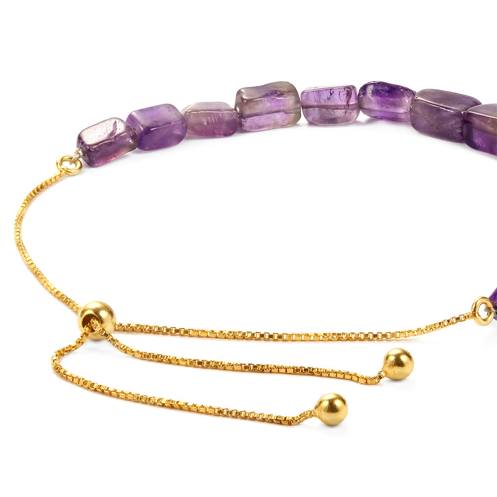 Pulsera de Plata Bañada en Oro con Amatista de Brasil