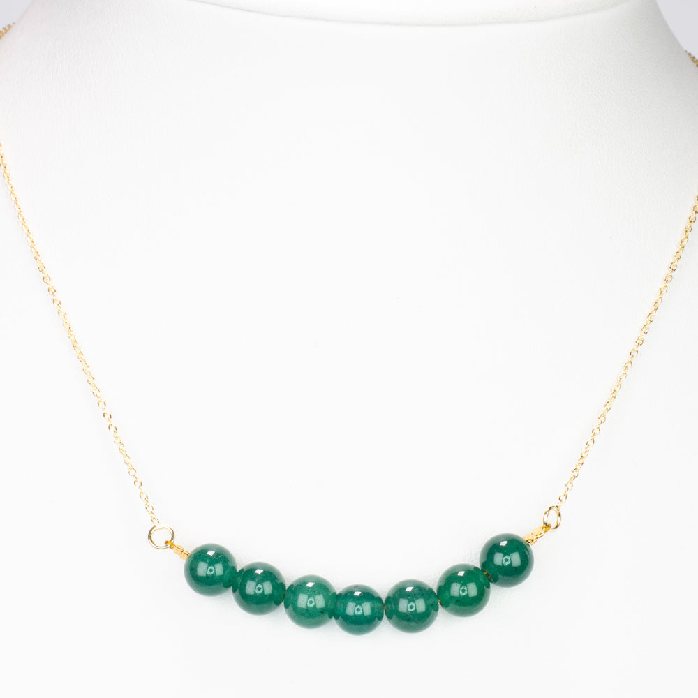 Collar de Plata Bañada en Oro con Jade Verde