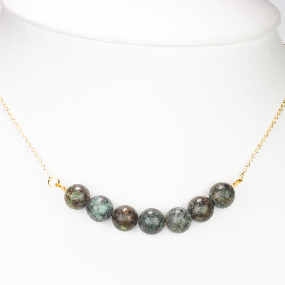 Collar de Plata Bañada en Oro con Turquesa