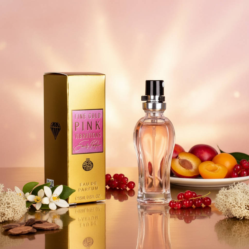 15ml EDP "FINE GOLD PINK VIBRATIONS" fragancia cítrica frutal