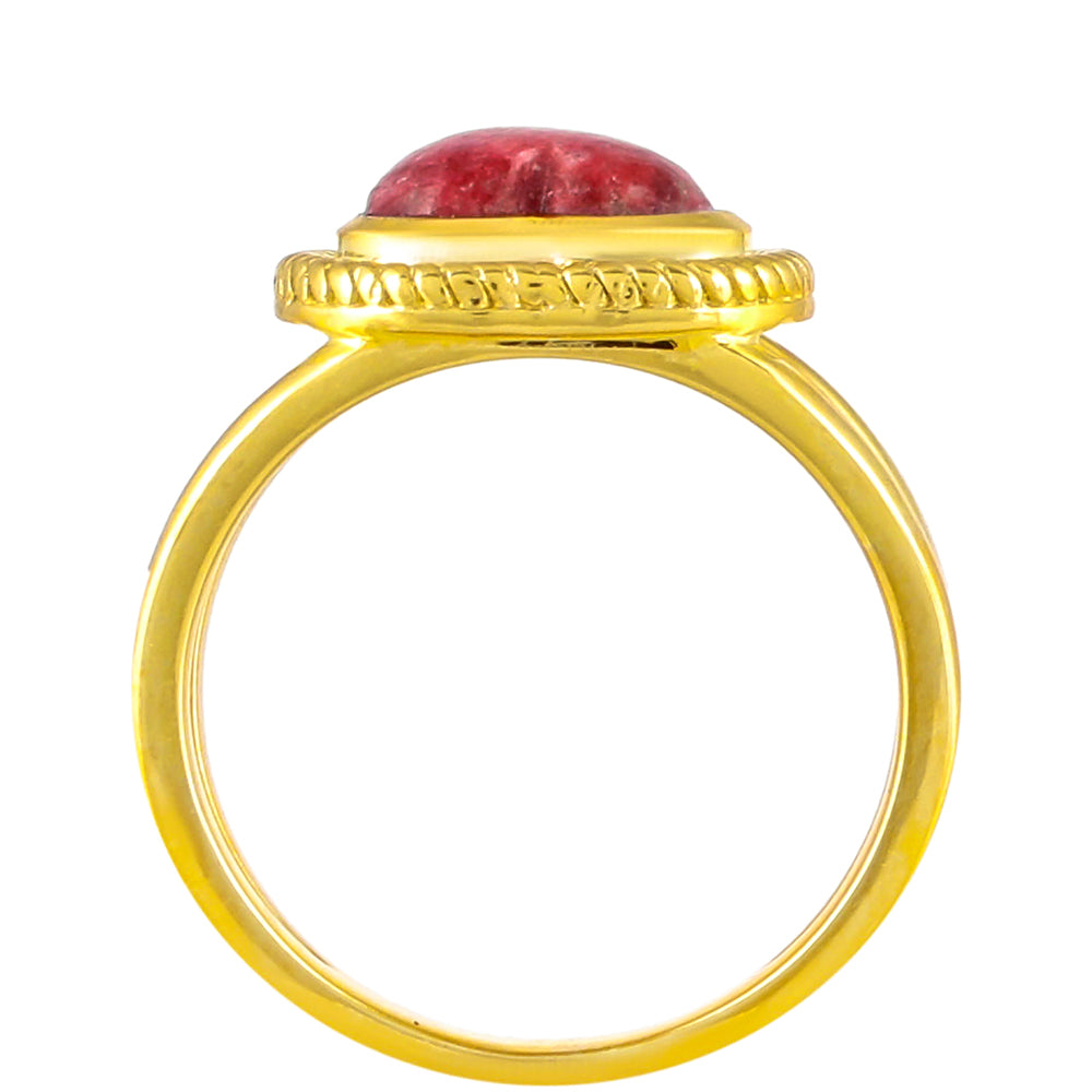 Anillo de Plata Bañada en Oro con Thulita