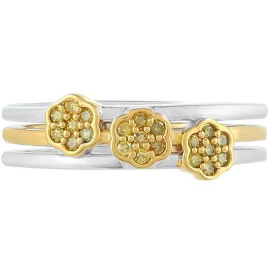 Conjunto de Plata Bañada en Oro con Diamante Verde Veronés ( Anillo )